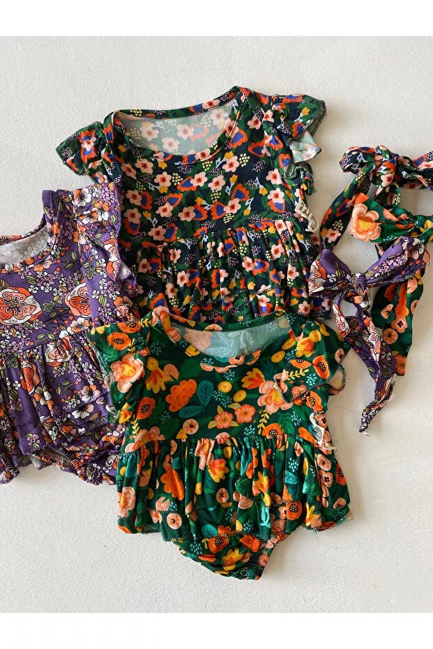 Детское платье для девочек хлопковое с оборками Rg Kidsstore, Navy Blue — фото 3