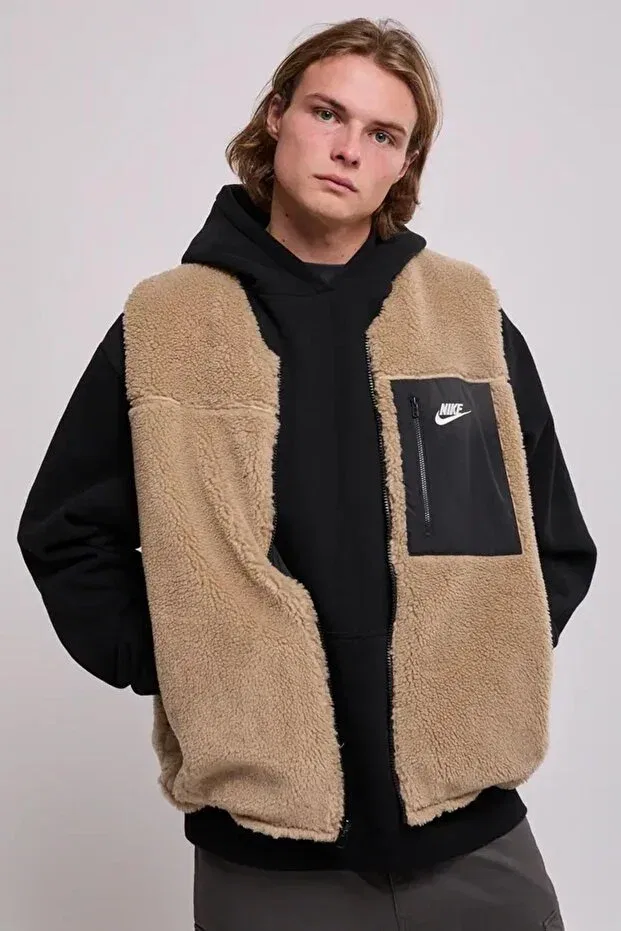 Мужская спортивная жилетка с воротником-стойкой Sportswear Nike, Brown-Black