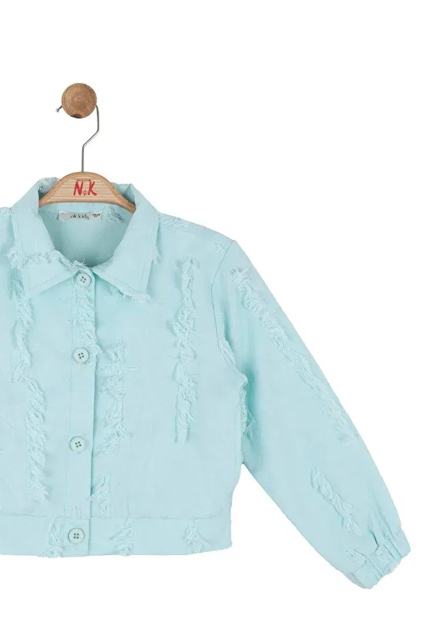 Детская куртка для девочек 4-8 лет, синяя Nk — фото 3