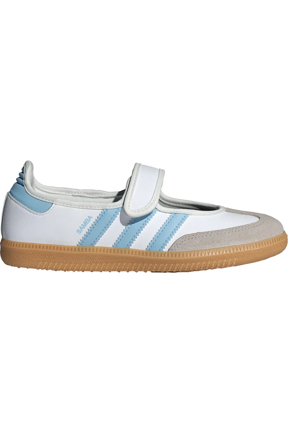 Детские кроссовки кеды на низкой подошве Samba Jane adidas, White/Clear Sky/Gum — фото 3