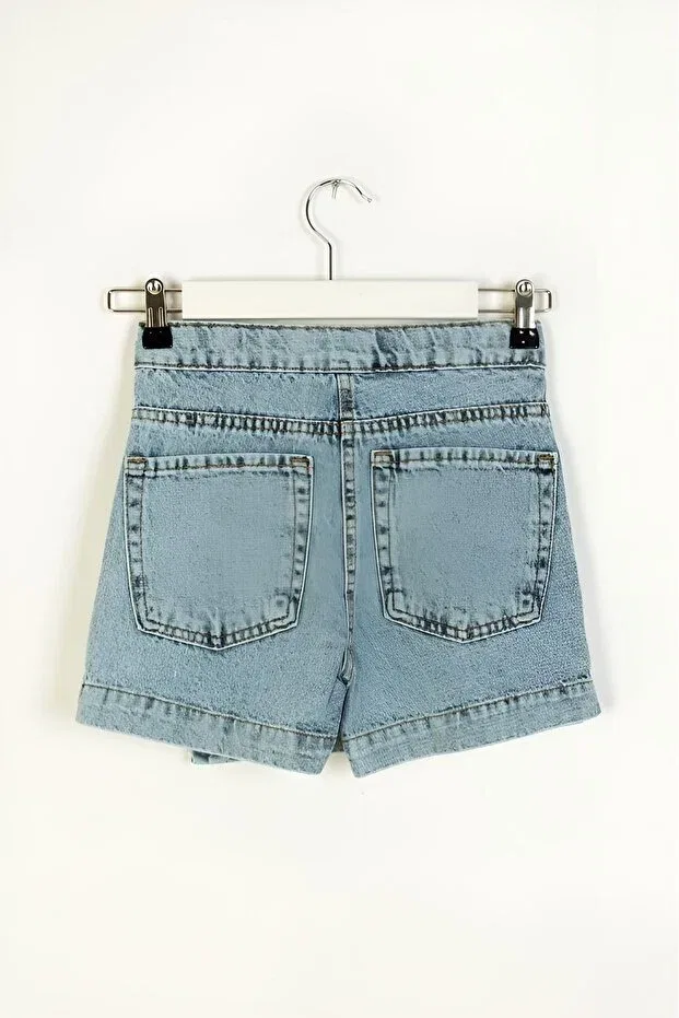 Детские шорты для девочек с вышивкой пайетками Çaren kids Denim Dmb Boys & Girls, Blue — фото 2