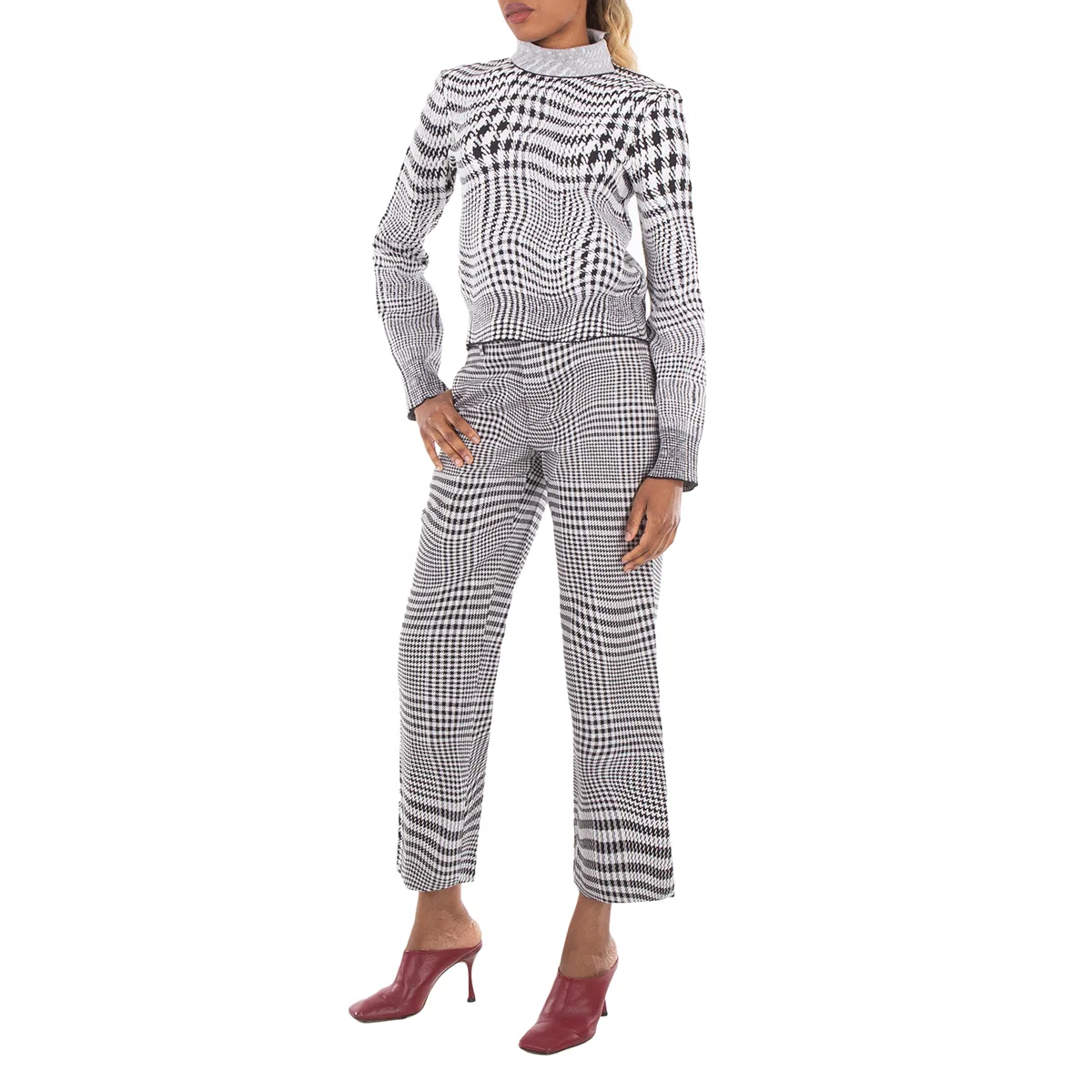 Свитер с принтом Warped Pattern Print Knitted Sweater Burberry, Monochrome Ip Pttn — фото 4