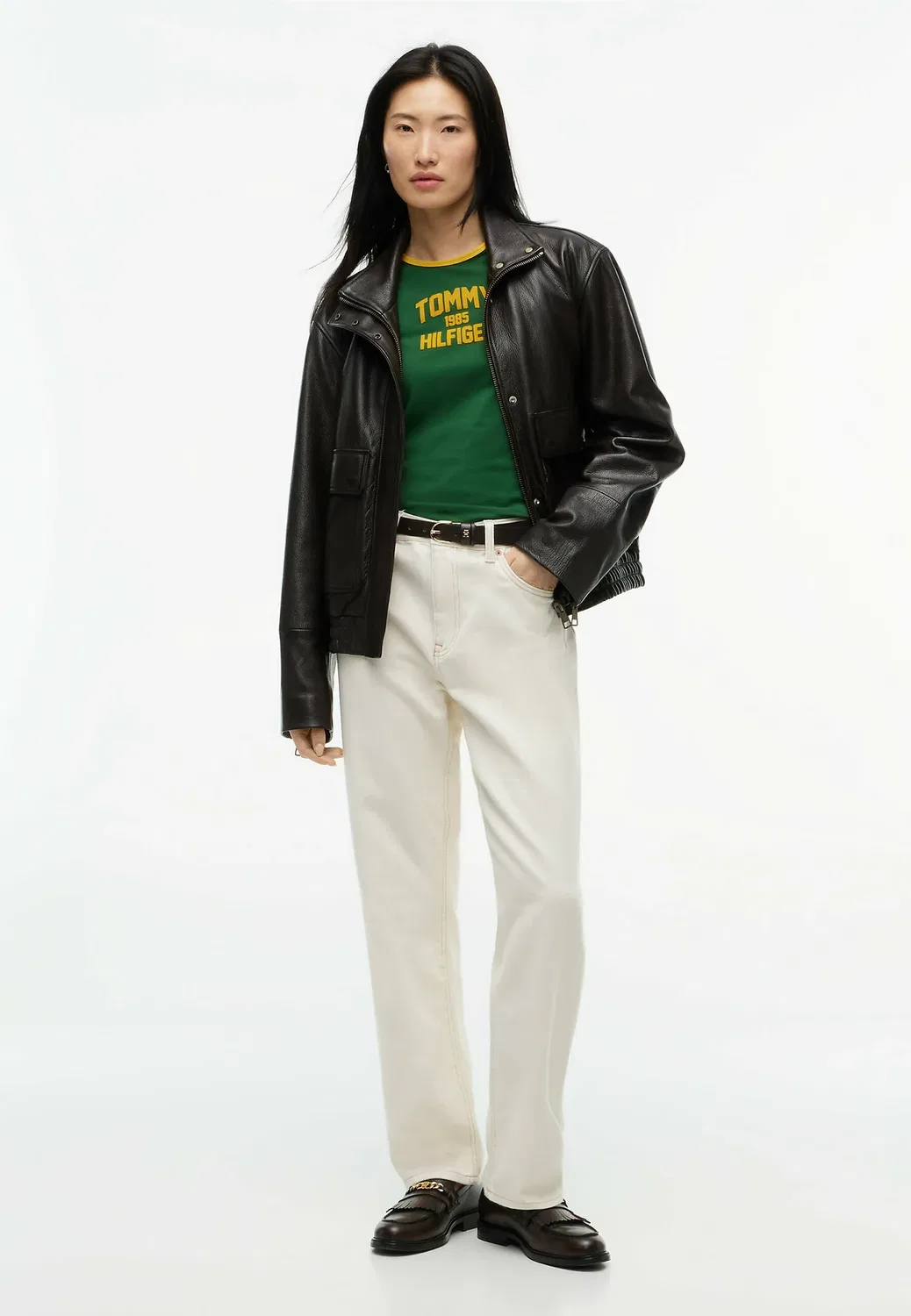 Футболка Varsity flock c-nk slim s/s tee - с принтом Tommy Hilfiger, Deep Evergreen — фото 2