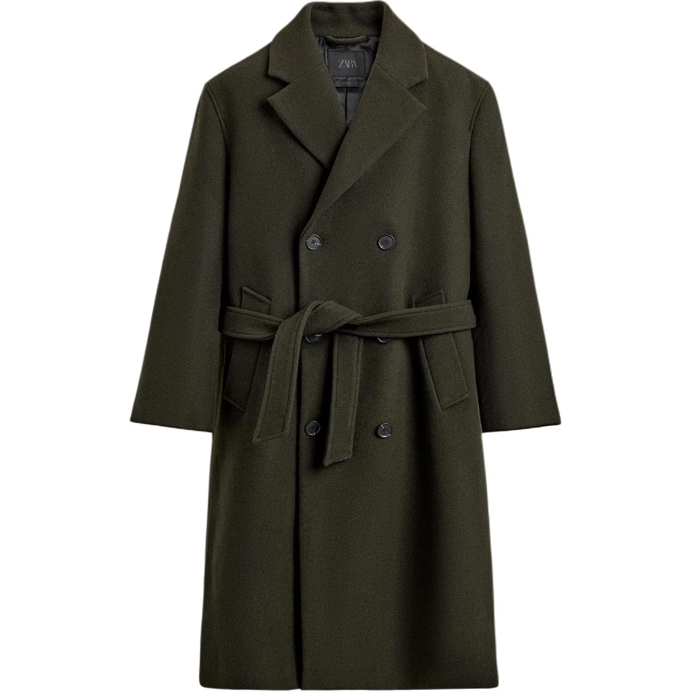 Мужское пальто с воротником, ZARA, Dark Khaki