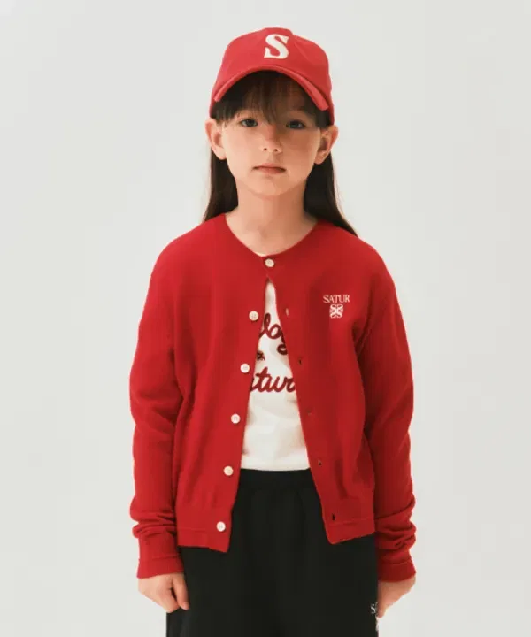Кардиган базовый круговой вязаный, Sator Kids, красный