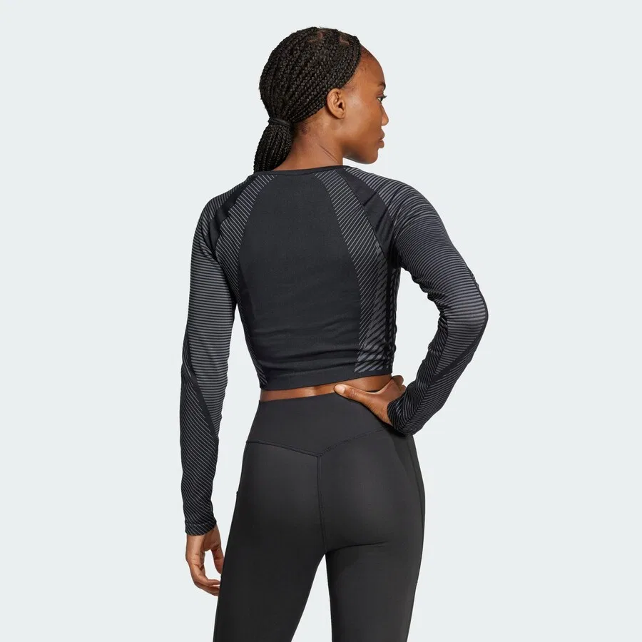 Спортивная футболка ADIDAS PERFORMANCE Performance Shirt 'Seamless Knitted Long Sleeve' черного цвета — фото 3