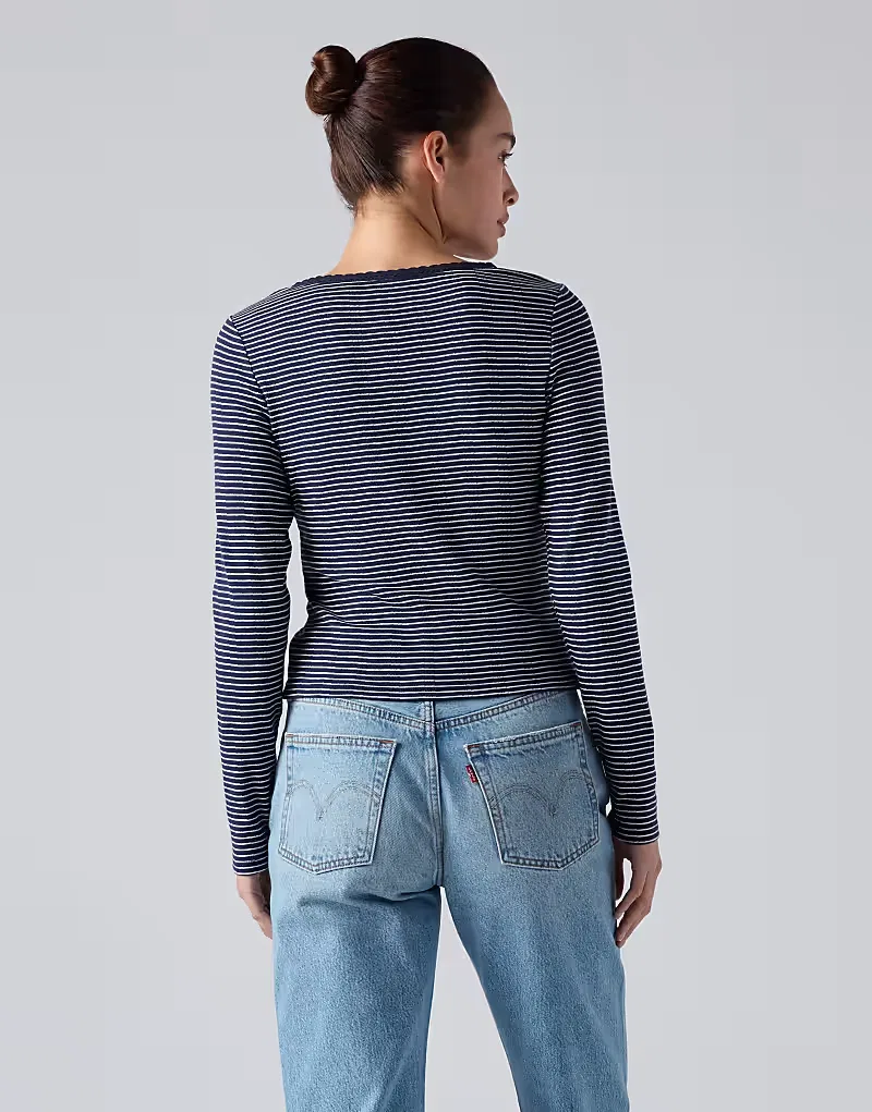 Топ с длинными рукавами из ажурной кружевной ткани Levi's Dry Goods, синий джинсовый — фото 2