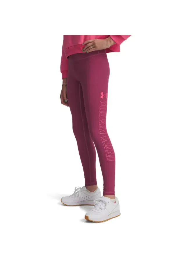 Леггинсы детские с логотипом Under Armour, розовый — фото 2