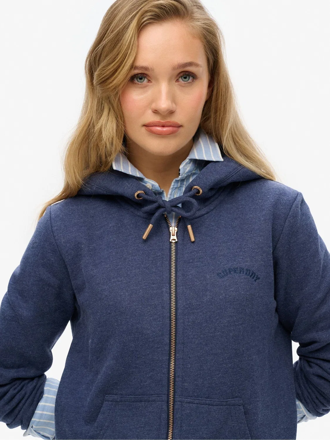 Худи на молнии, свободный крой Superdry Essential Logo Zip Hoodie, Blue Marl