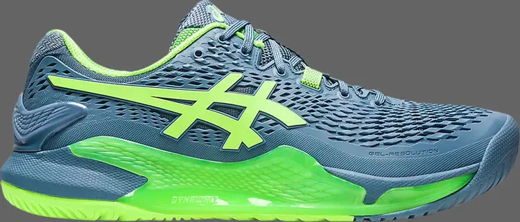 

Кроссовки gel resolution 9 'steel blue hazard green' Asics, синий