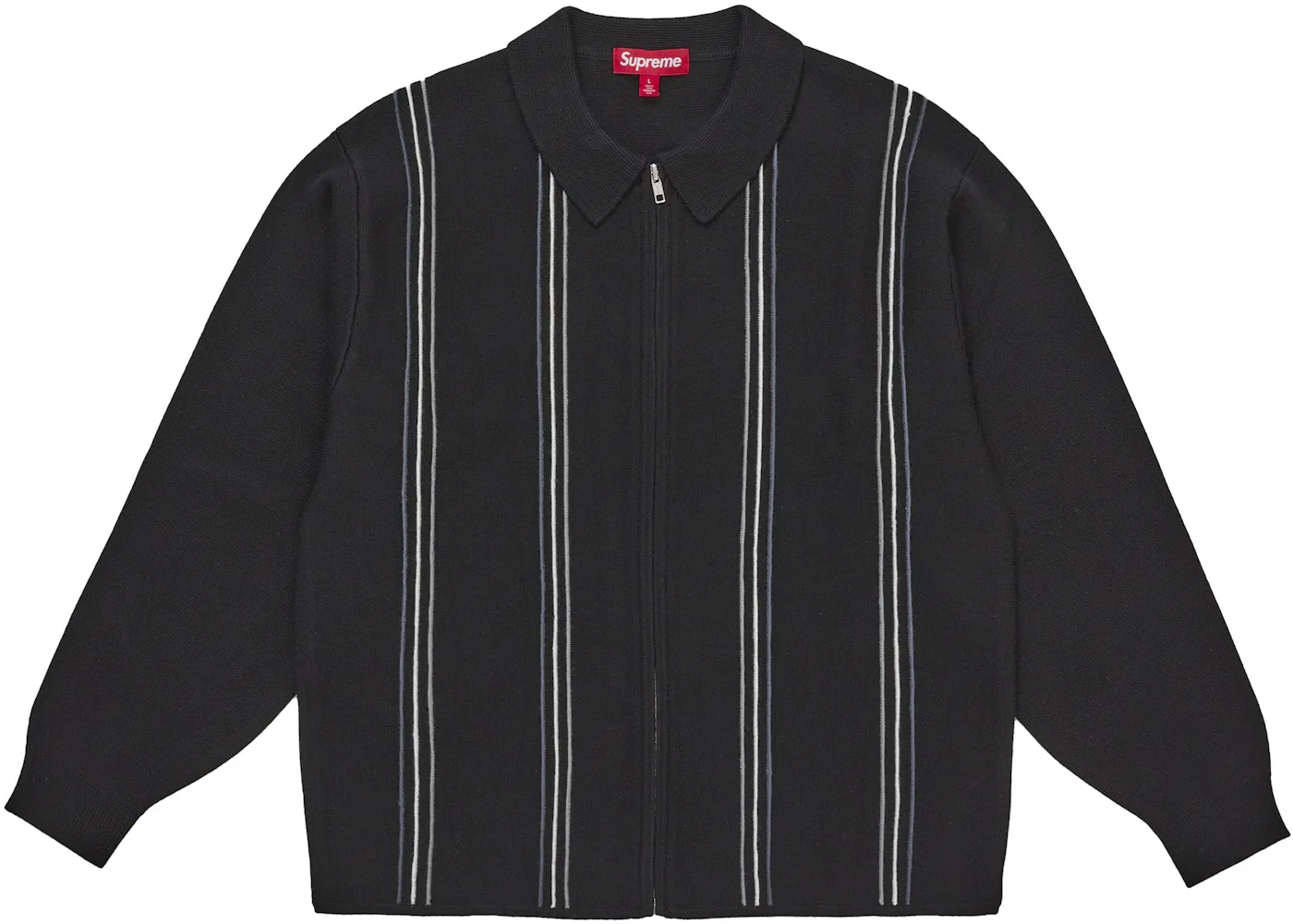 Мужской свитер с застежкой-молнией в полоску Supreme, Black