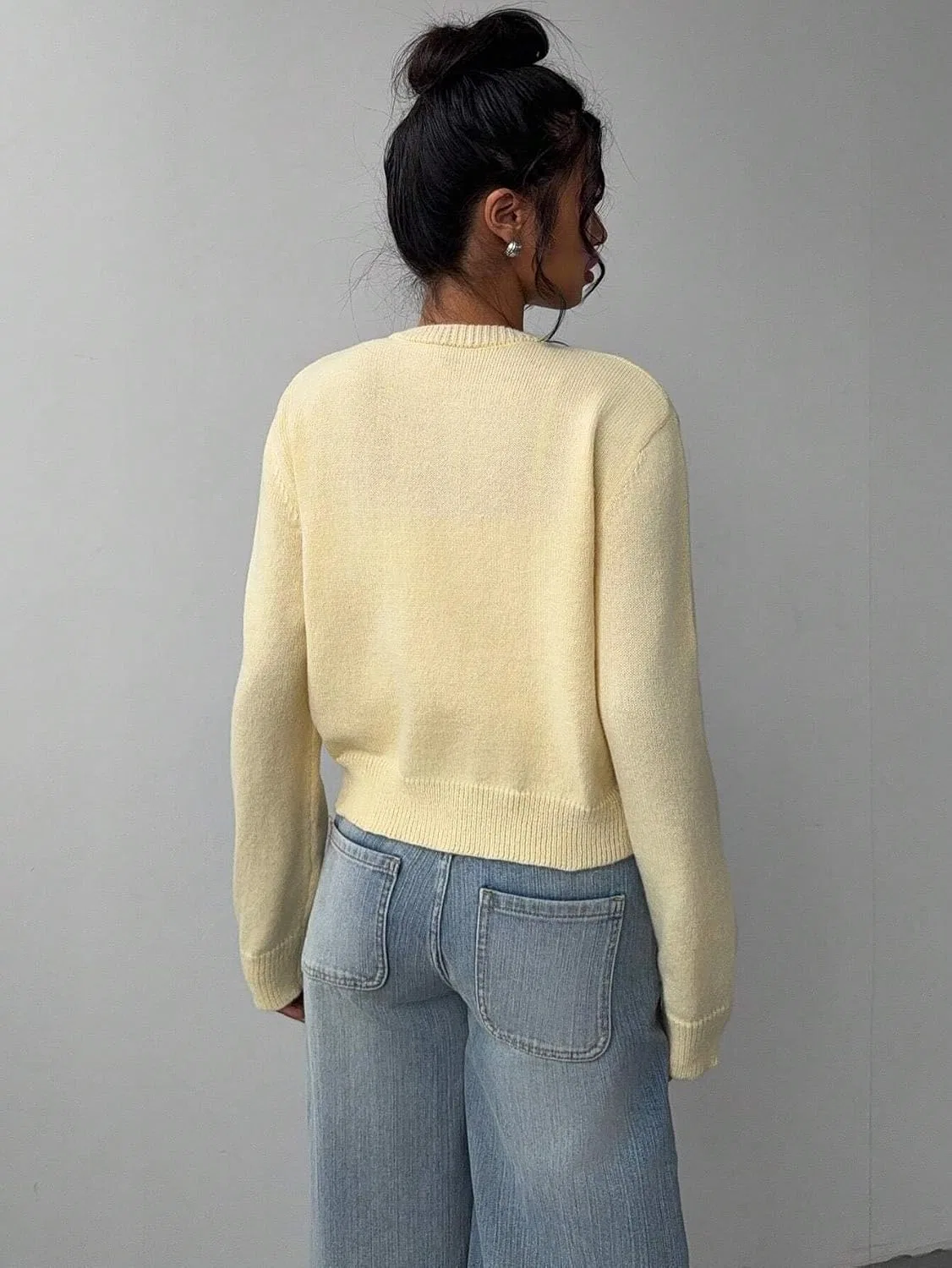 Женская пляжная накидка с круглым вырезом и длинным рукавом, Mustard Yellow — фото 2
