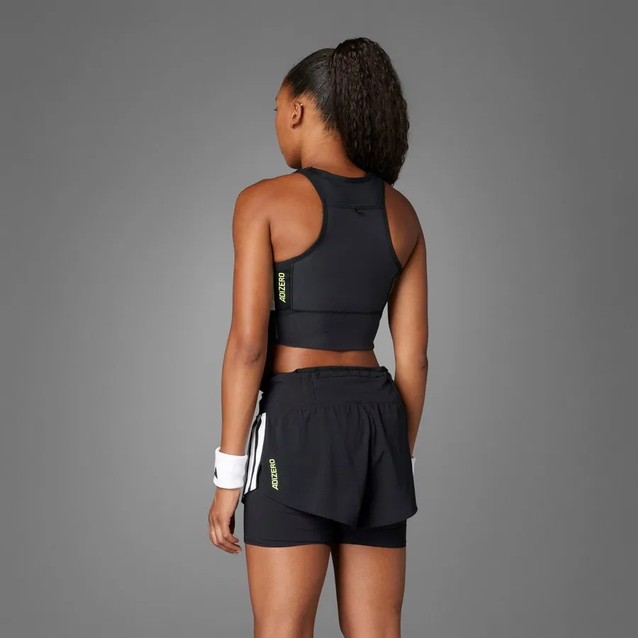 Женский топ для бега с карманом Adizero Running Gel Pocket Crop, Черный, adidas — фото 2