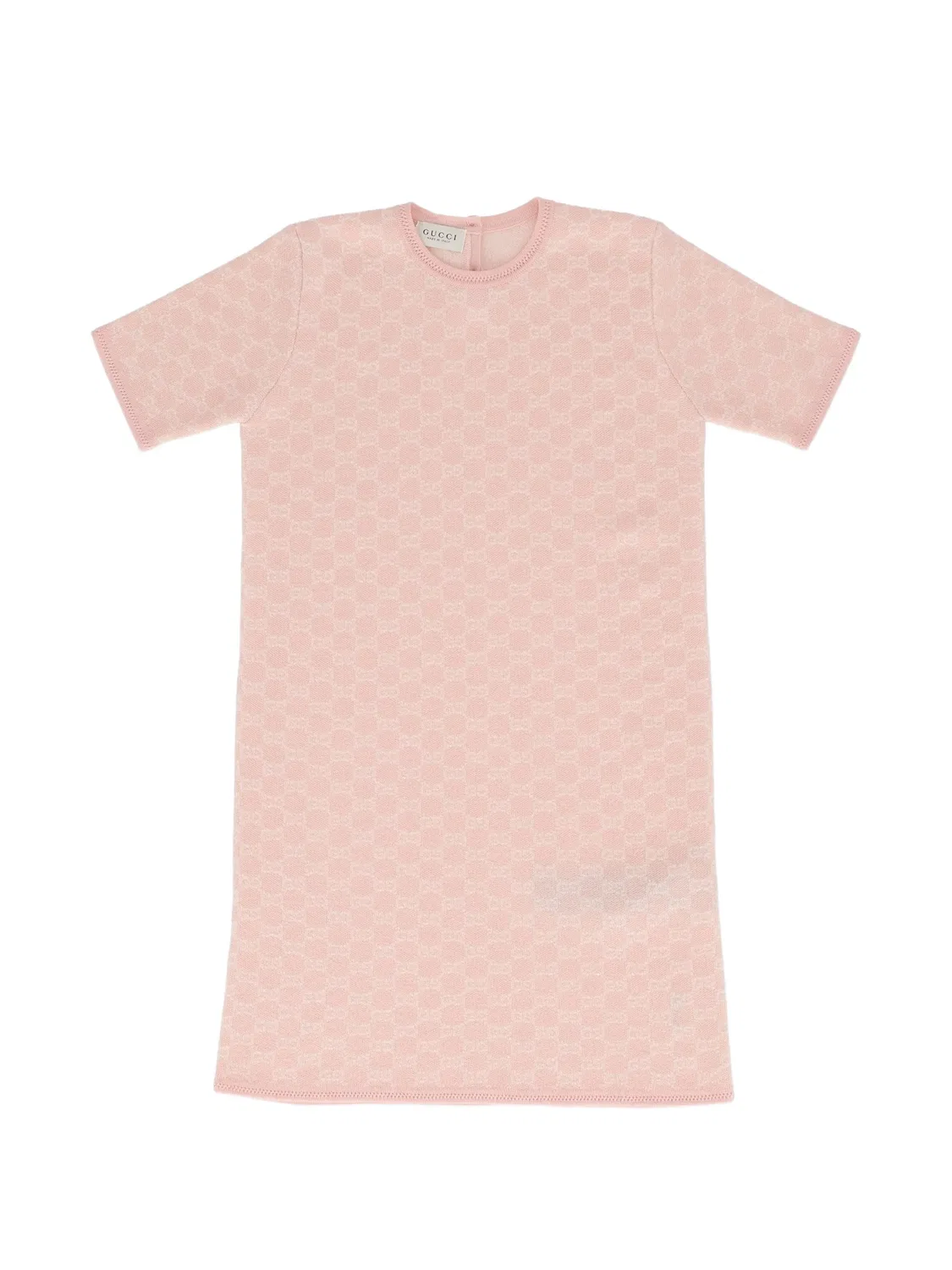 Платье с короткими рукавами и жаккардовой отделкой GG Gucci Kids, розовый