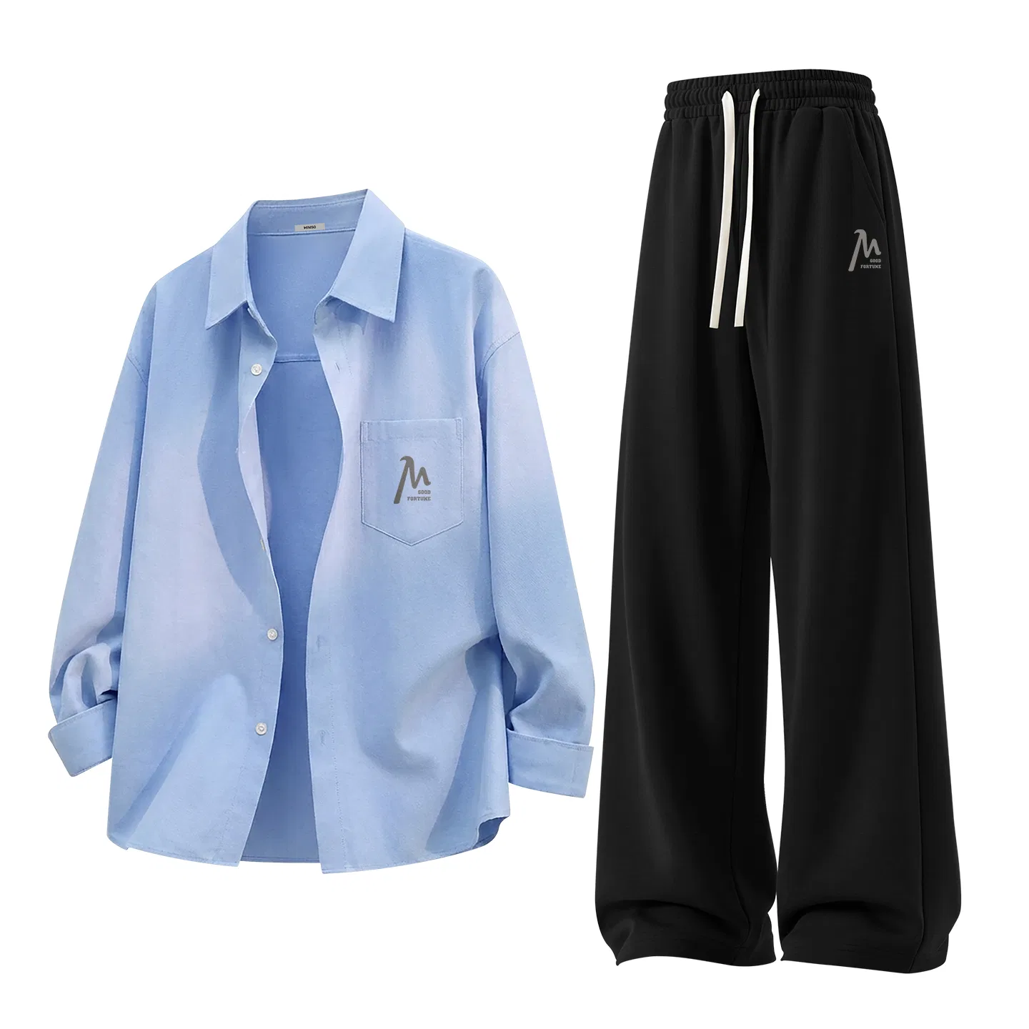 Детский комплект рубашек 2 предмета MINISO, Light Blue+Black