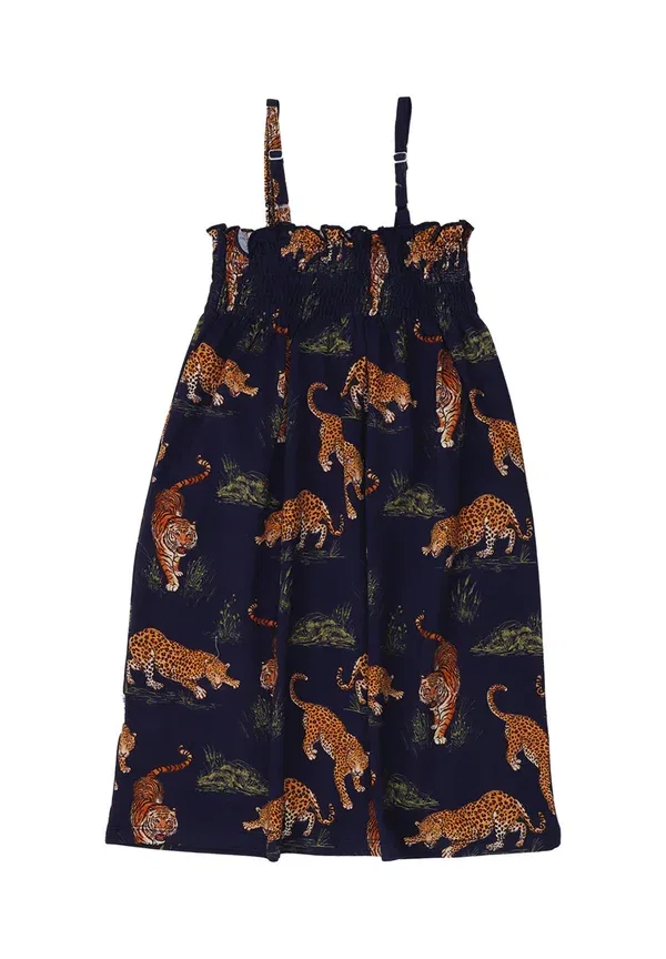 Платье с принтом Tigers and leopards-sleeveless dress Walkiddy, dark blue, темно-синий — фото 2