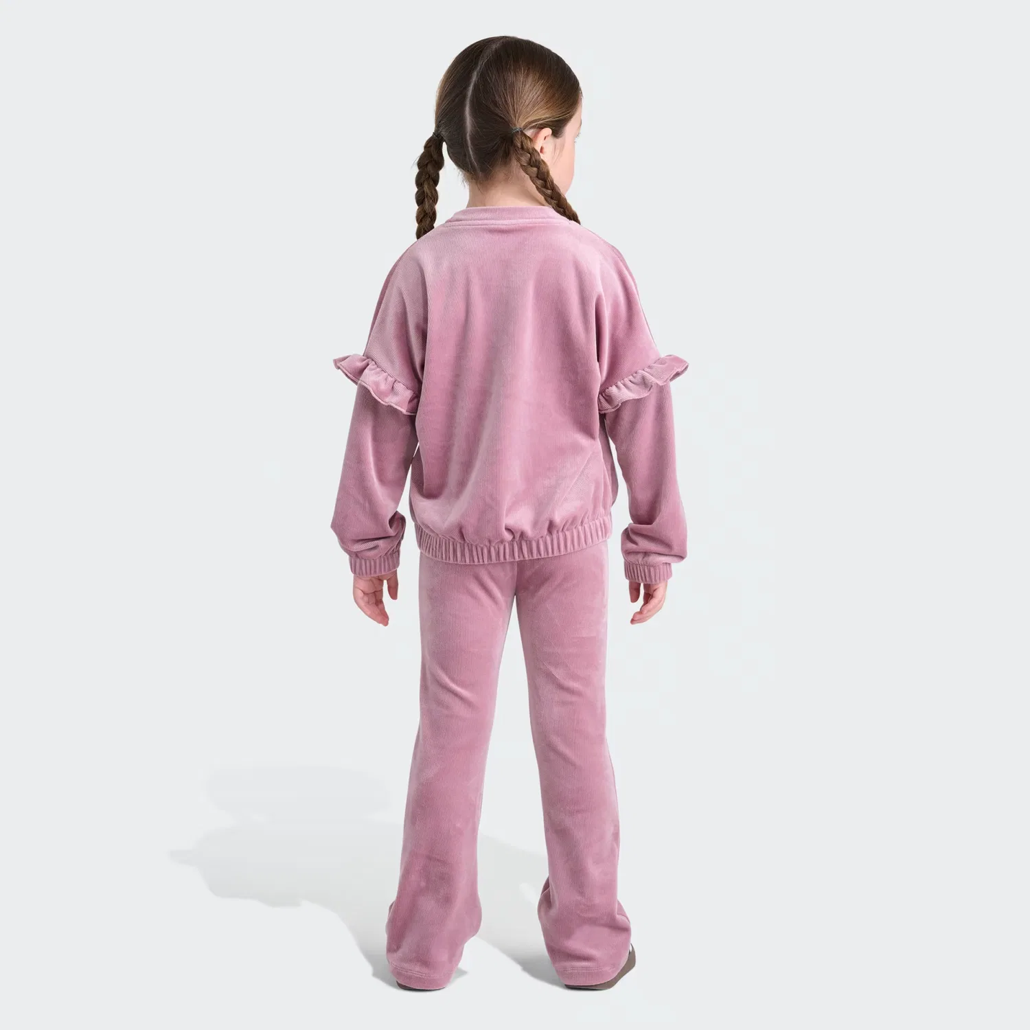 Детский комплект из пуловера и брюк из велюра в рубчик Adidas Sportswear, цвет magic mauve