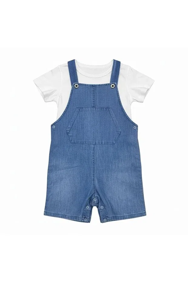 Детский комбинезон джинсовый с коротким рукавом Koçar Bebek, Navy Blue — фото 2