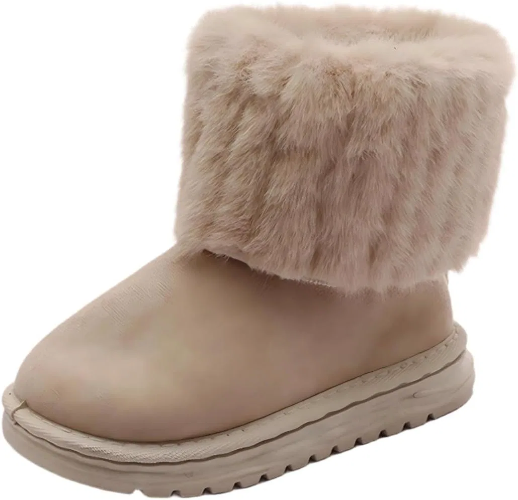 Детские зимние ботинки для девочек с мехом ZDZZHYO, Beige