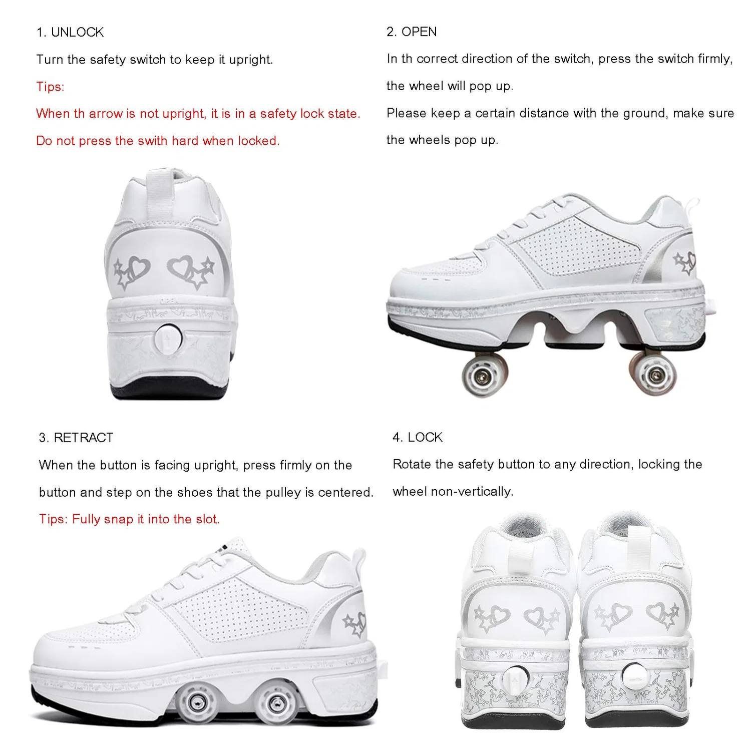 Детские кроссовки-ролики с колесами LED, модель Silver(Hightop) YXHUI, Silver(Hightop) — фото 4
