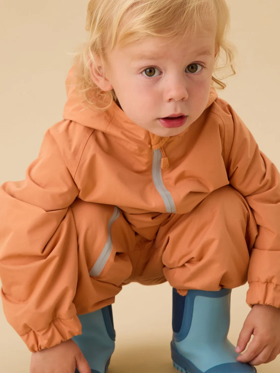 Комбинезон от дождя с флисовой подкладкой Puddlesuit KIDLY by MORI, оранжевый