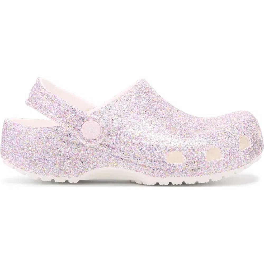 Детские классические сабо с блестками Crocs, White Multi Glitter — фото 2