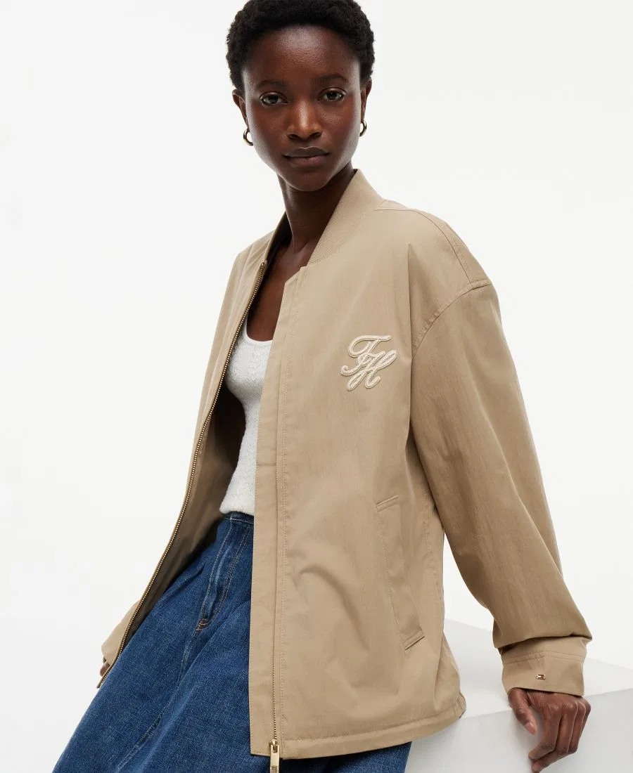 Женская куртка-бомбер хлопковая Tommy Hilfiger, Camel — фото 3
