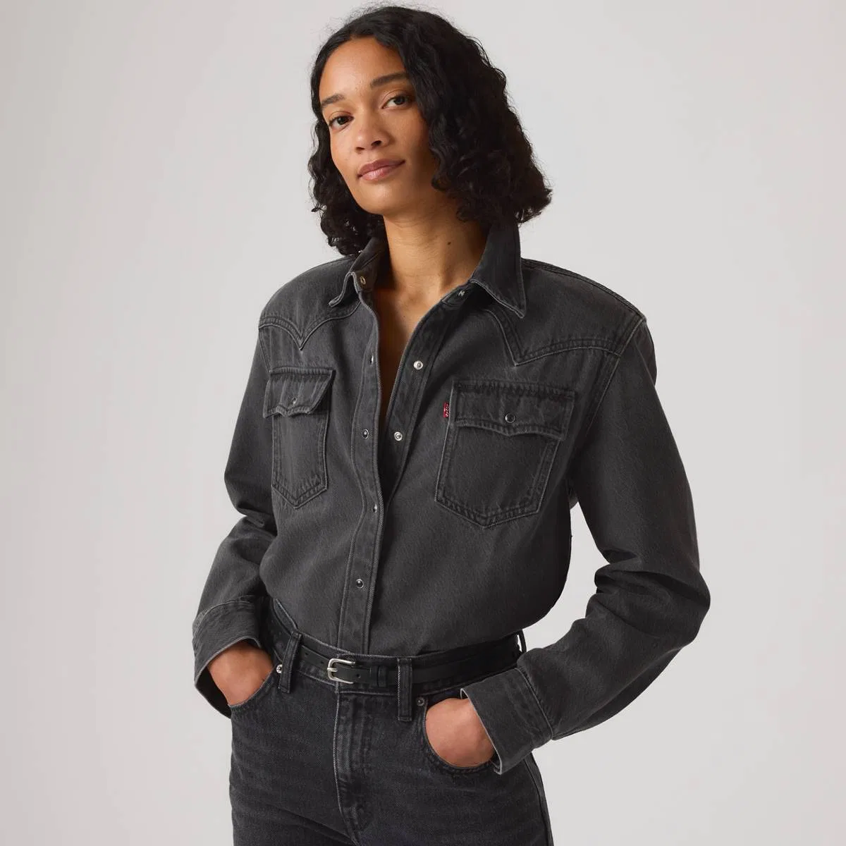 Рубашка в стиле вестерн 80-х с подплечниками и пуговицами Levi's, 80'S Rodeo Nights - Black