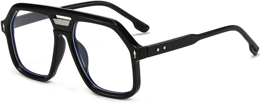 

Женские солнцезащитные очки в стиле ретро с двойной перемычкой, конфетные солнцезащитные очки с защитой от УФ-излучения UV400, модные мужские солнцезащитные очки с заклепками TKKTLLT, Black Clear