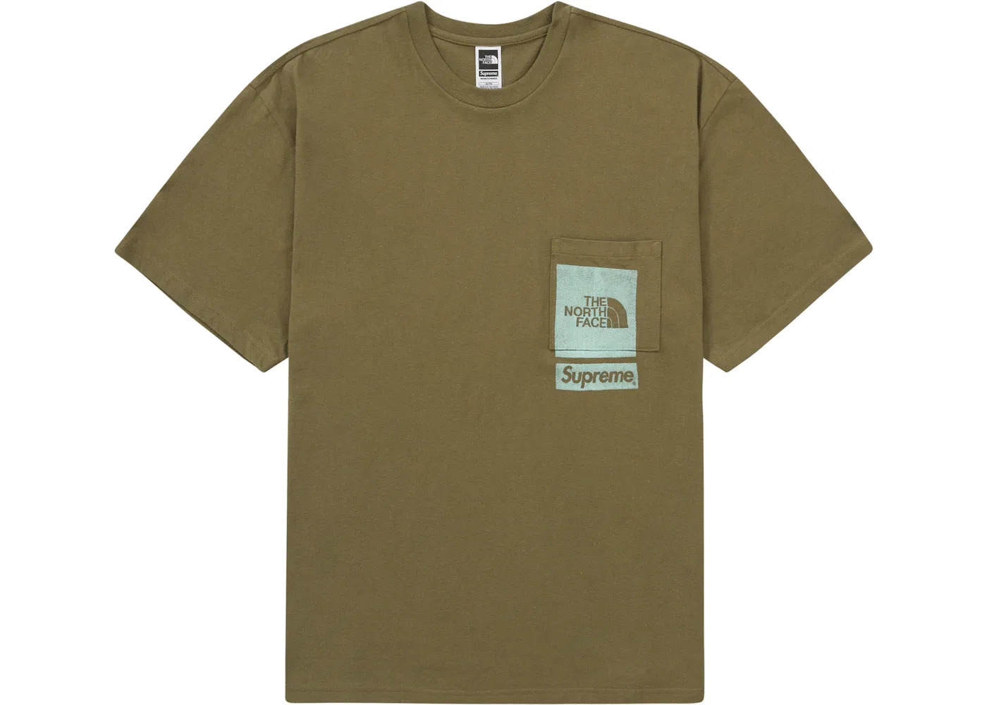 Мужская футболка с принтом Supreme The North Face Printed Pocket Tee, Olive