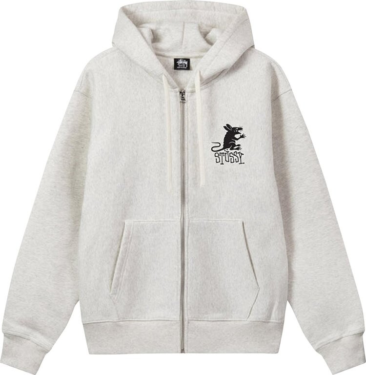 

Худи Stussy Rat Zip Hoodie 'Ash Heather', серый