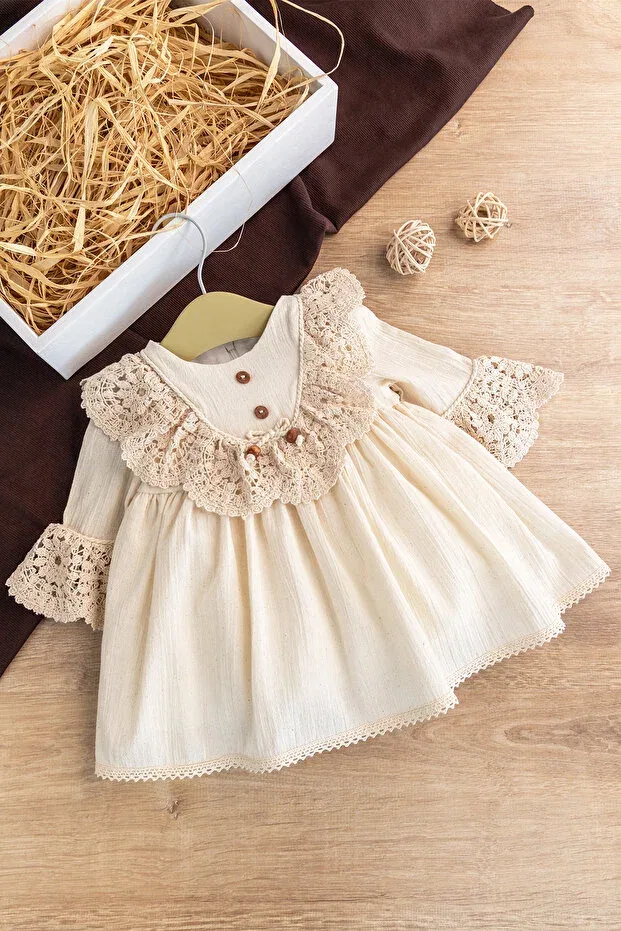 Детское платье для девочек кружевное Babymod, Cream