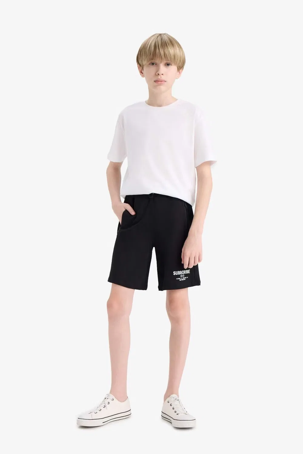 Шорты из футера с принтом New Regular Fit Defacto, черный