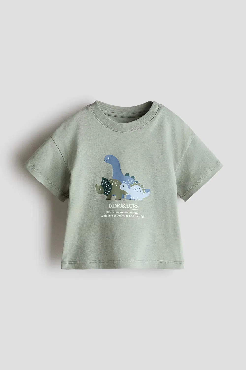 Хлопковая футболка с принтом H&M, Helles Khakigrün/Dinosaurier — фото 3