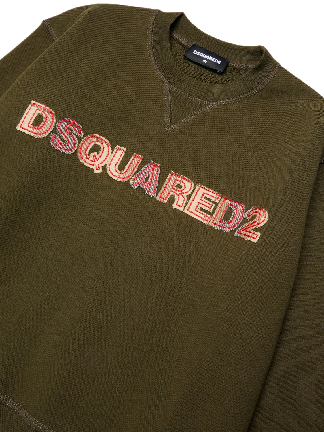 Свитшот с логотипом хаки DSQUARED2, зеленый — фото 2