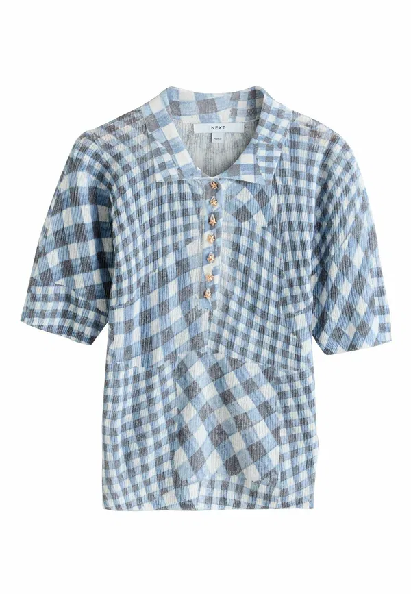 Поло с клетчатым узором Tall fit - polo shirt, Next, белый, синий, Gingham