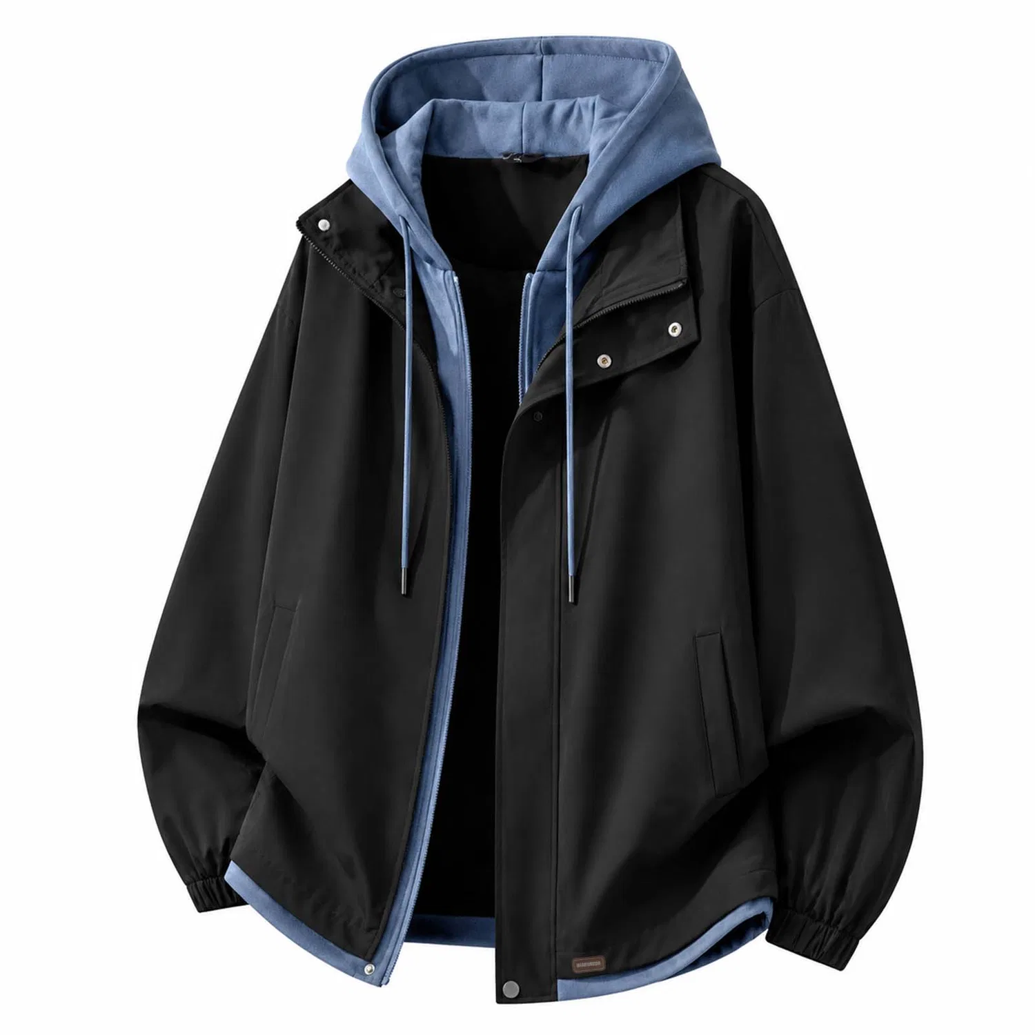 Детская ветровка с капюшоном, прямой крой, Windbreaker Jackets, WARRIOR, Black Blue