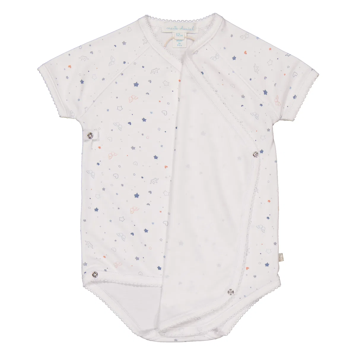 Комплект боди с принтом Infant Star Crown Print Wrap Bodysuit Marie Chantal, White/Blue — фото 2