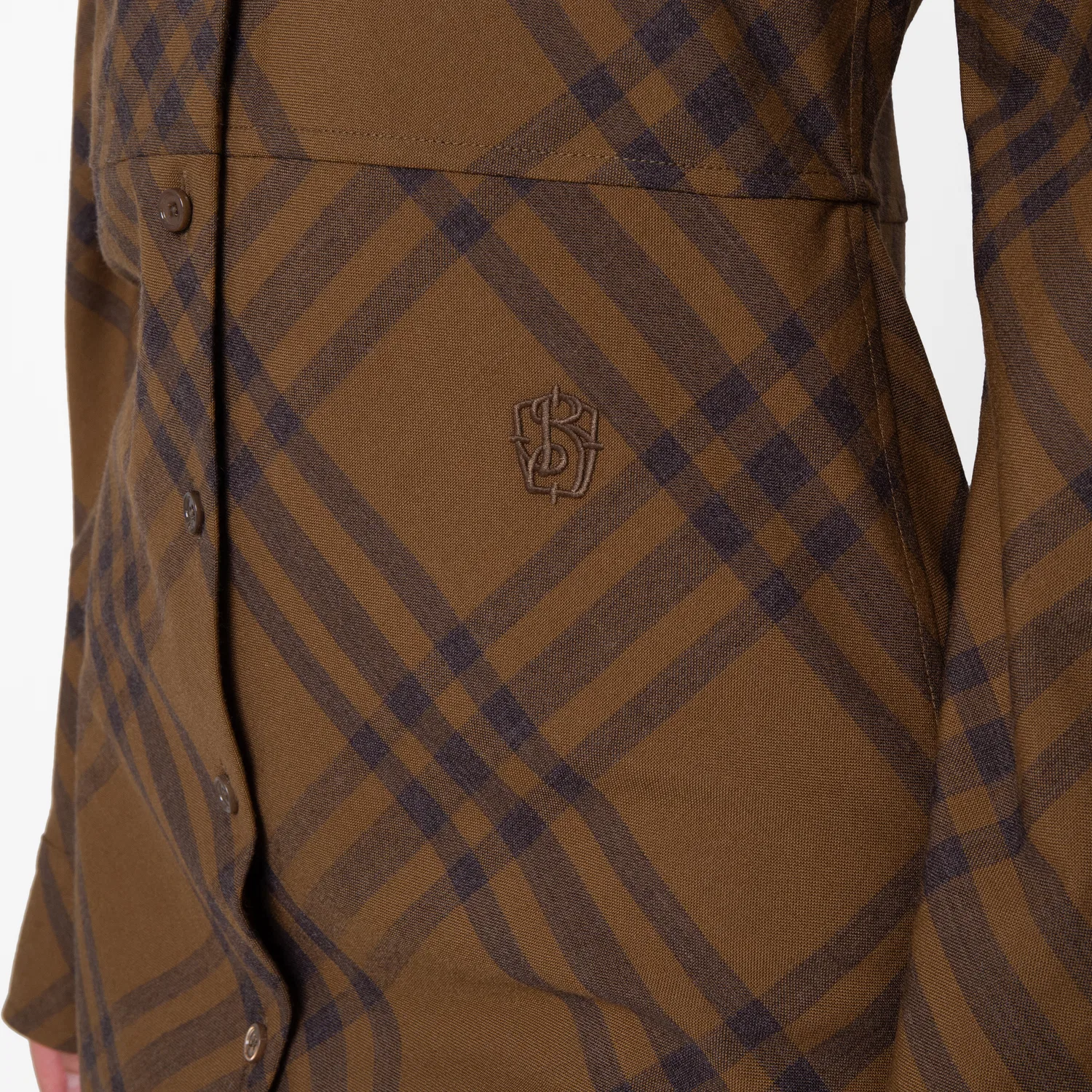 Платье-рубашка из шерстяной смесовой ткани с принтом Check Wool Blend Shirt Dress Burberry, Camp Ip Check — фото 3