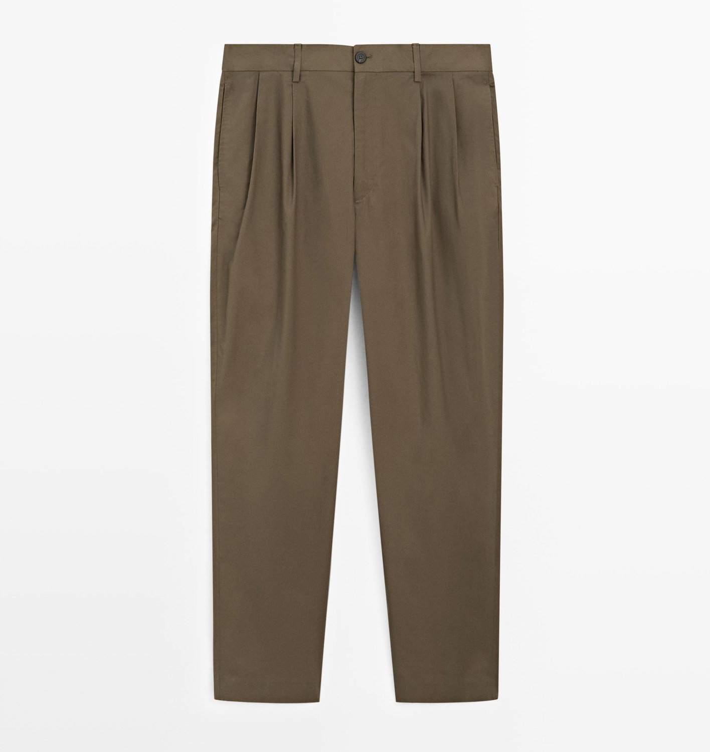 Брюки Massimo Dutti Cotton with double darts, хаки