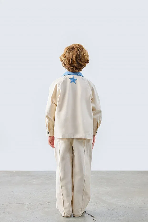 Детская куртка для девочек с вышивкой Milo gabardine jacket Marvy, Nude Color — фото 4