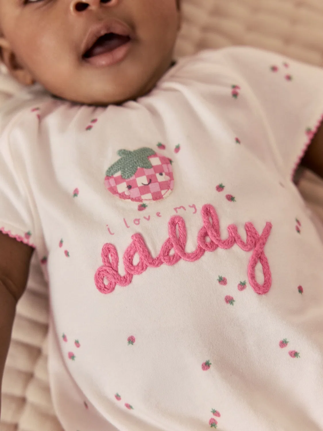 Ромпер из джерси с фруктовым принтом I Love My Daddy Next, экрю — фото 4