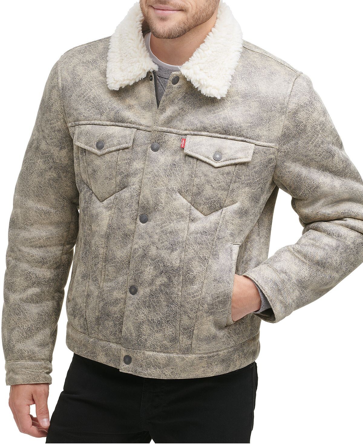 

Мужская куртка trucker свободного кроя из искусственной овчины Levi's, серый