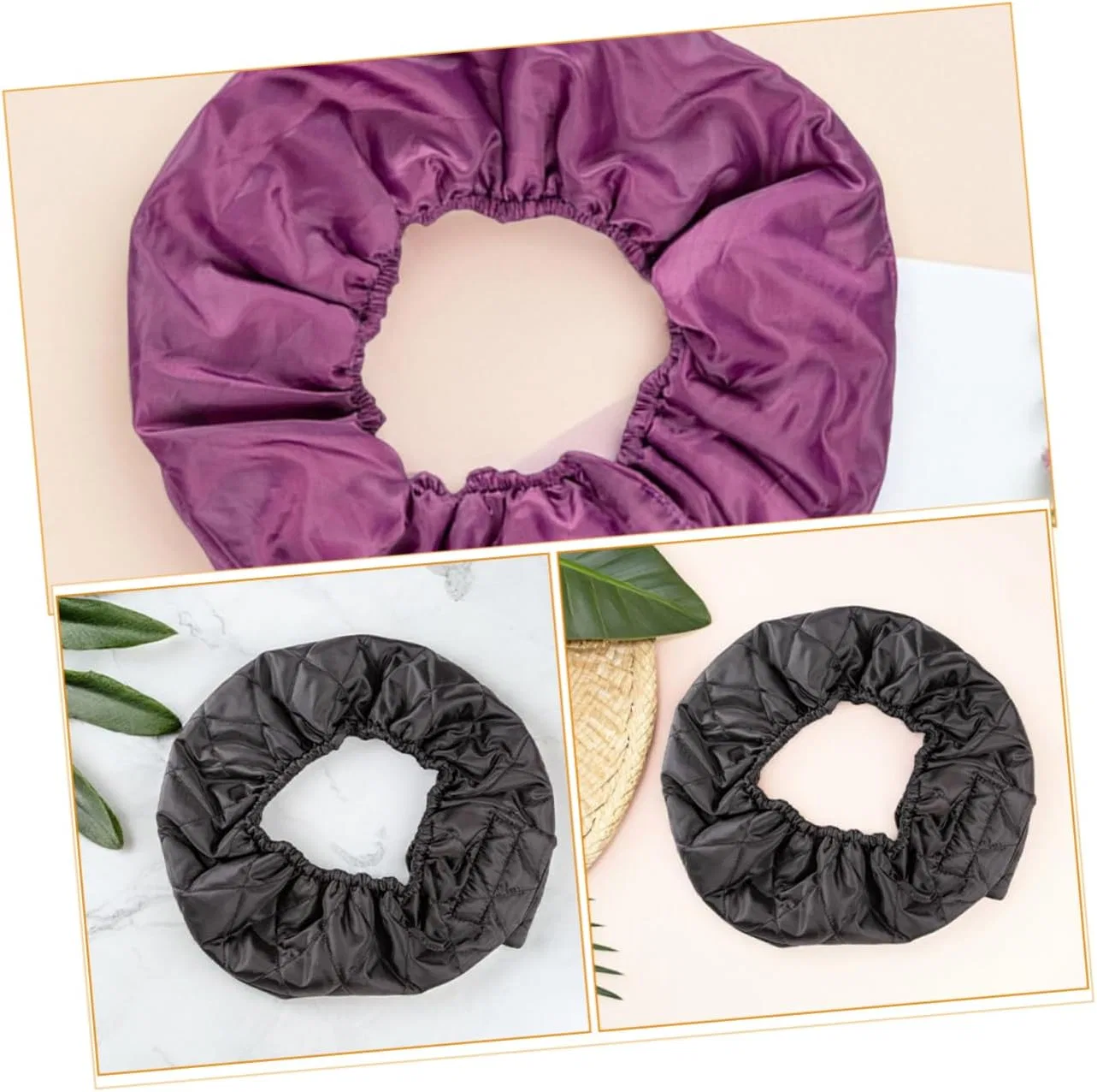 Шапочка для душа, двойной слой, SHERCHPRY, 2 шт, 31x31x4 см, Black and Purple — фото 3
