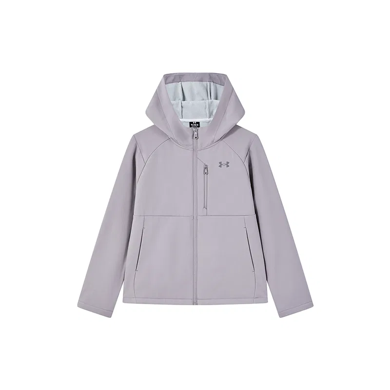 Детская куртка с капюшоном из флиса с принтом Under Armour, Lead Gray Purple