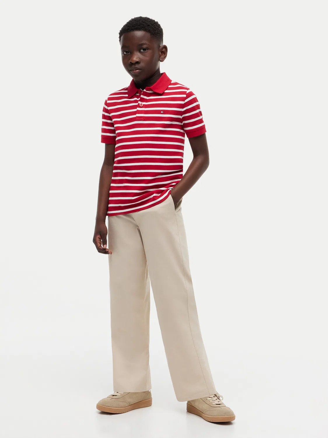 Поло стандартного кроя для мальчика Flag Tommy Hilfiger, красный — фото 2