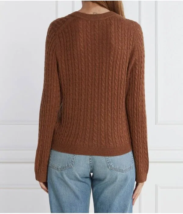 Женский свитер с узором Soft Cable Tommy Hilfiger, коричневый — фото 4