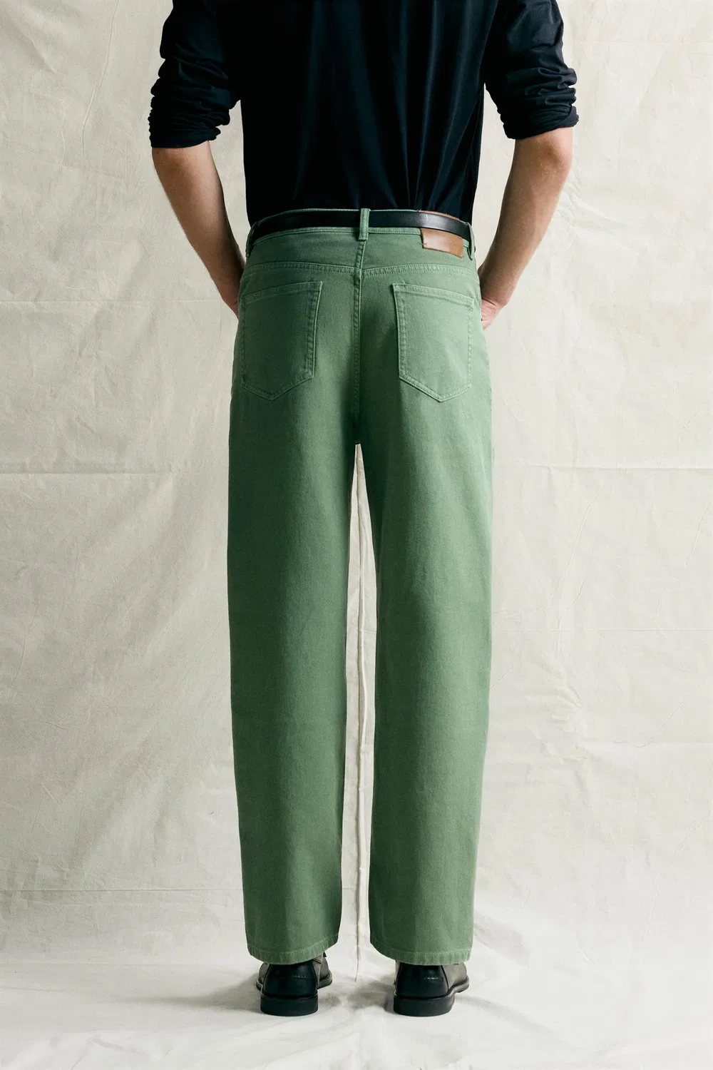 Джинсы свободного кроя с эффектом потертости ZARA, Mid-green — фото 3