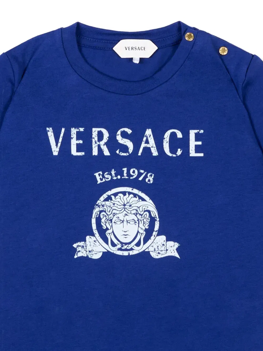 Футболка с принтом Медузы Versace Kids, синий — фото 3