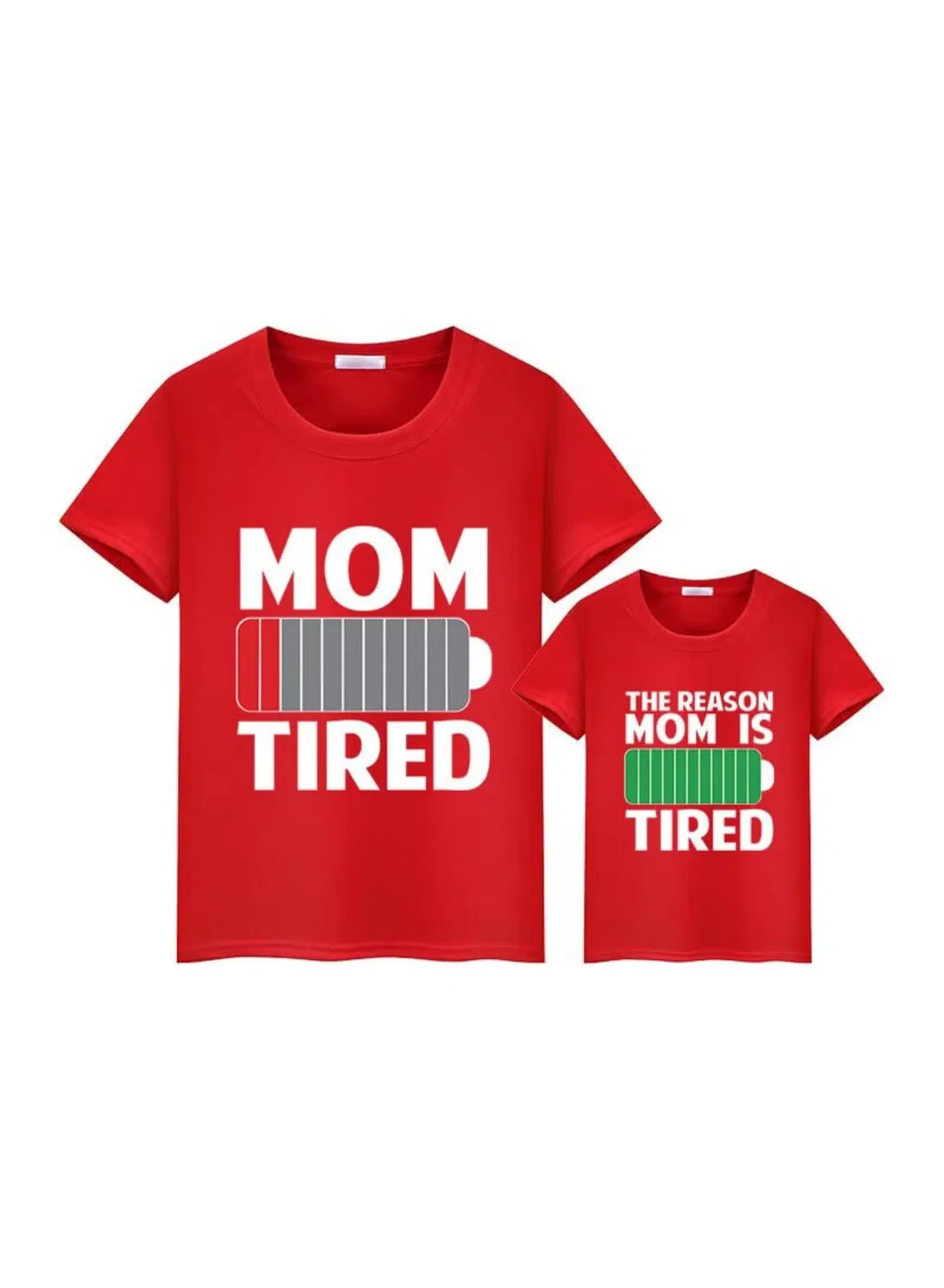 Футболка с принтом батарейки комплект Matching Family Outfits, красный